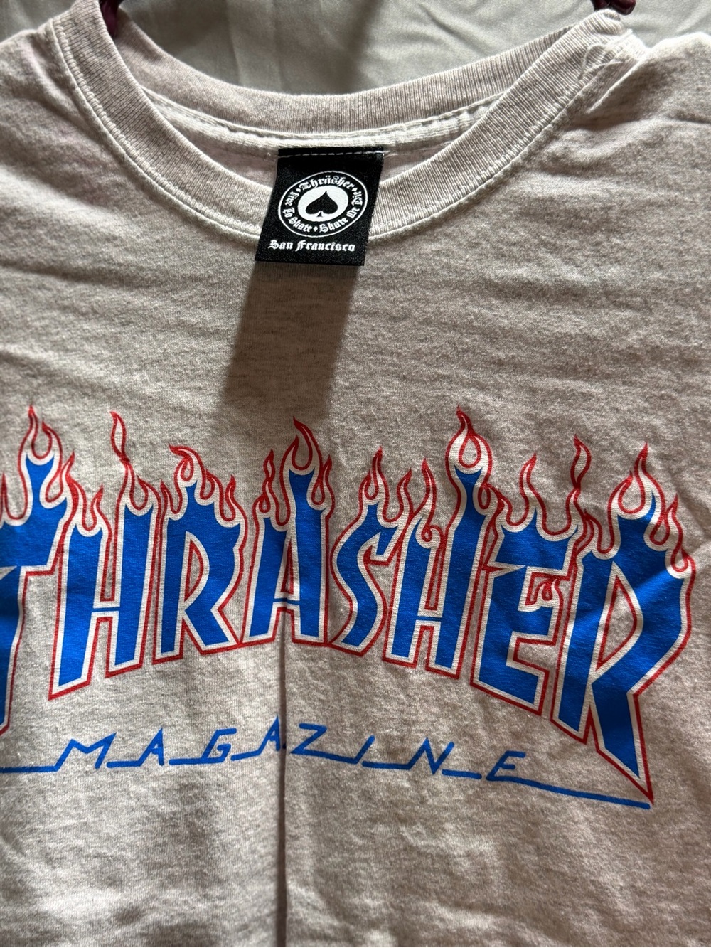 Thrasher Short Sleeve Tee with Blue and Red Flame Logo
